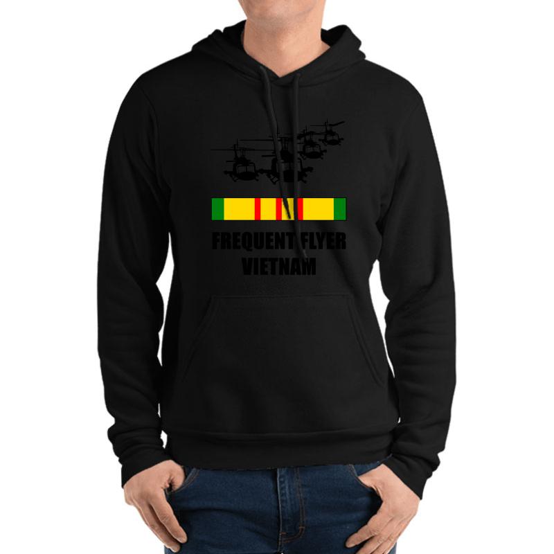 Vietnam Veteran Huey Frequent Flyer Time Was Served Unisex Hooded Sweatshirt Men Black