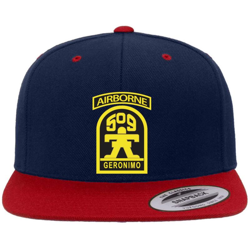 509Th Airborne Infantry Regiment Premium Flat Bill Snapback Cap  Navy