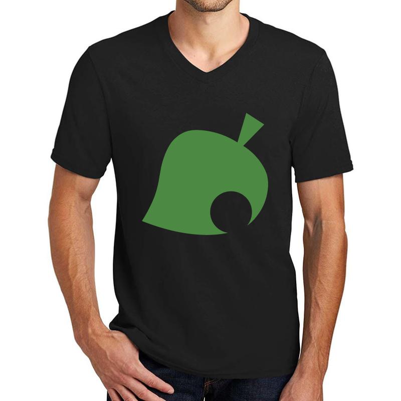 Animal Crossing Leaf Unisex V-Neck T-Shirt Men Black