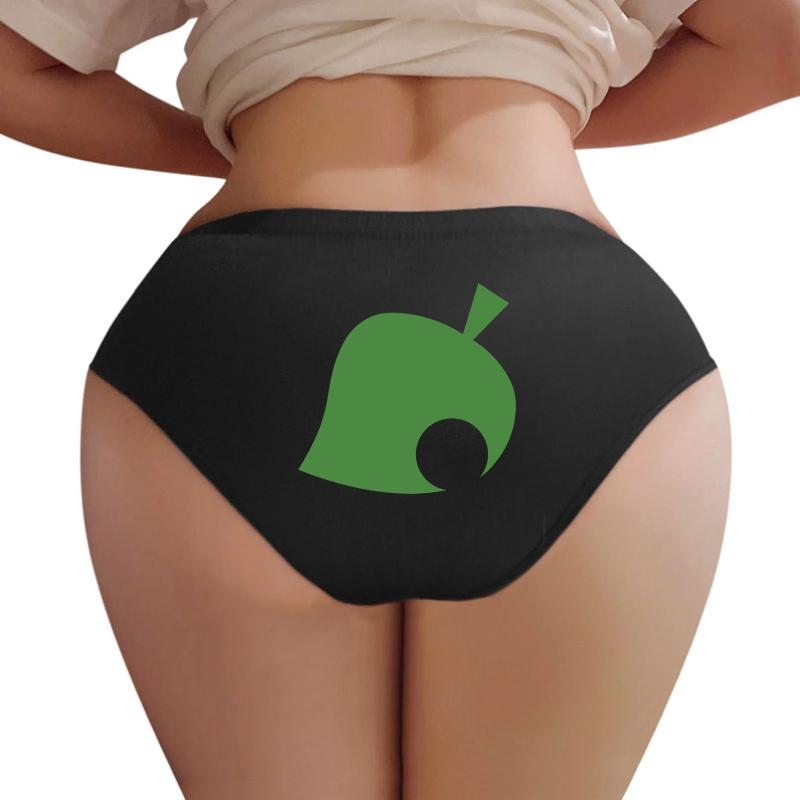 Animal Crossing Leaf Women Underwear Panties Women Black