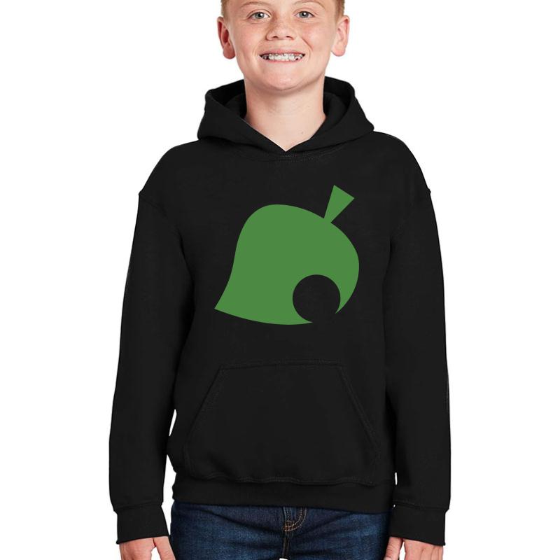 Animal Crossing Leaf Youth Hooded Sweatshirt Boy Black