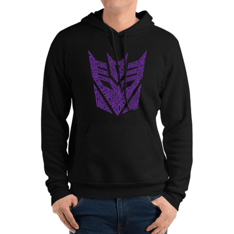 Transformers Decepticons Purple Unisex Hooded Sweatshirt Men Black