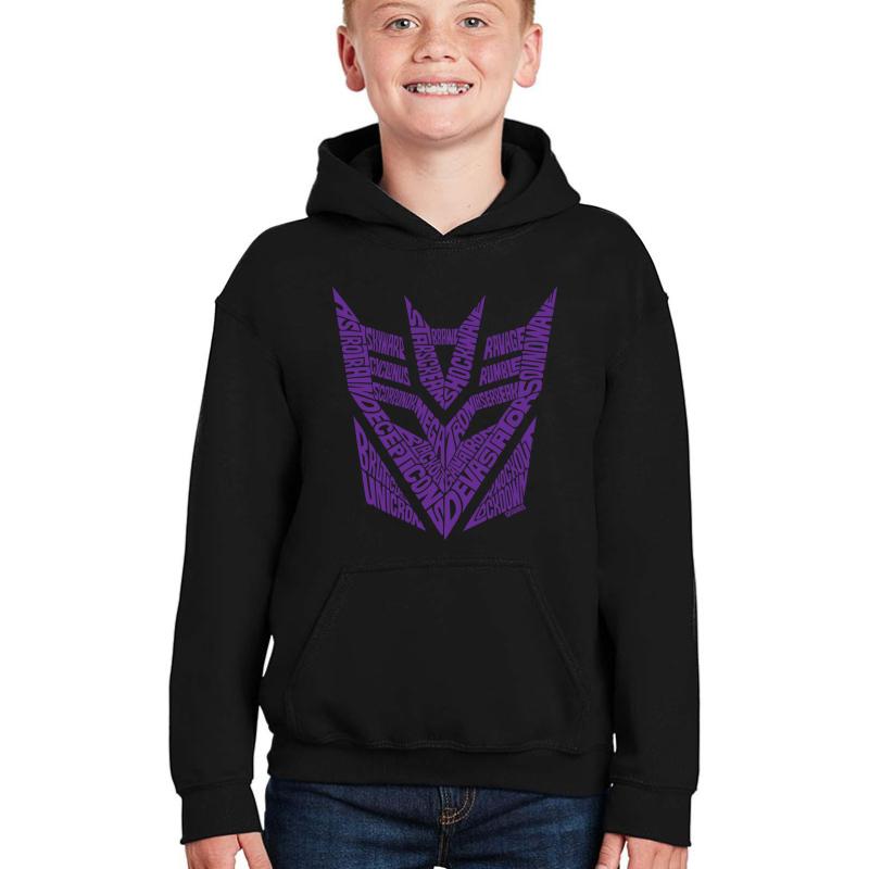 Transformers Decepticons Purple Youth Hooded Sweatshirt Boy Black