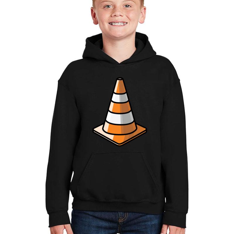 Traffic Cone - Orange And White Youth Hooded Sweatshirt Boy Black