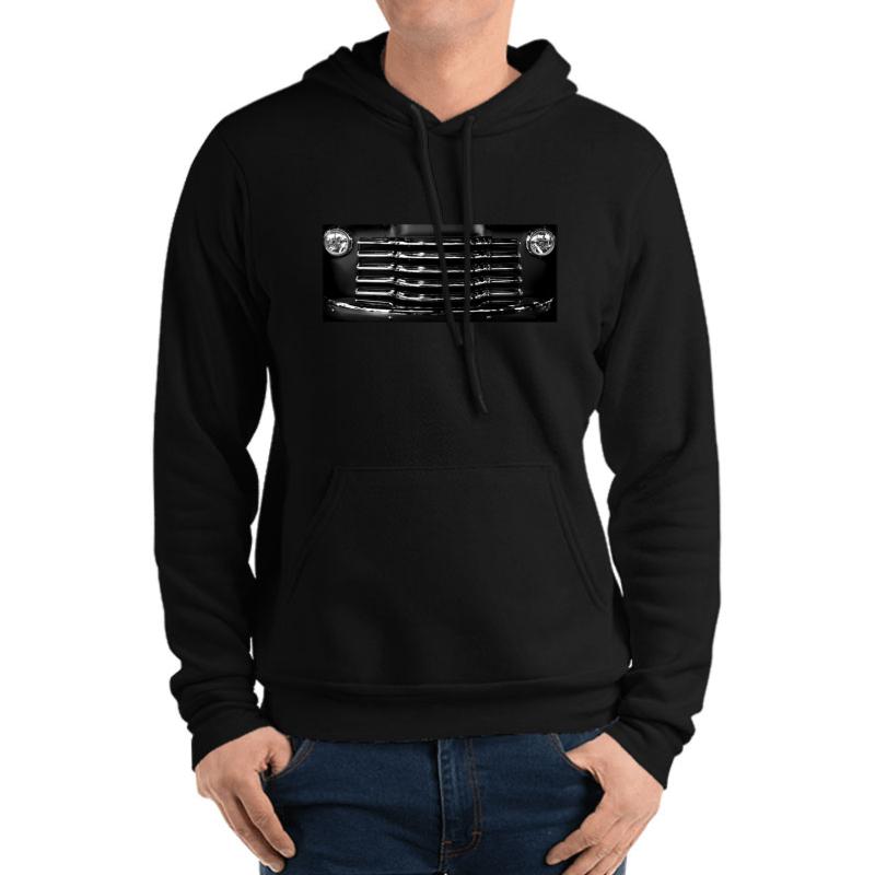 3100 Pickup Grille Detail Unisex Hooded Sweatshirt Men Black