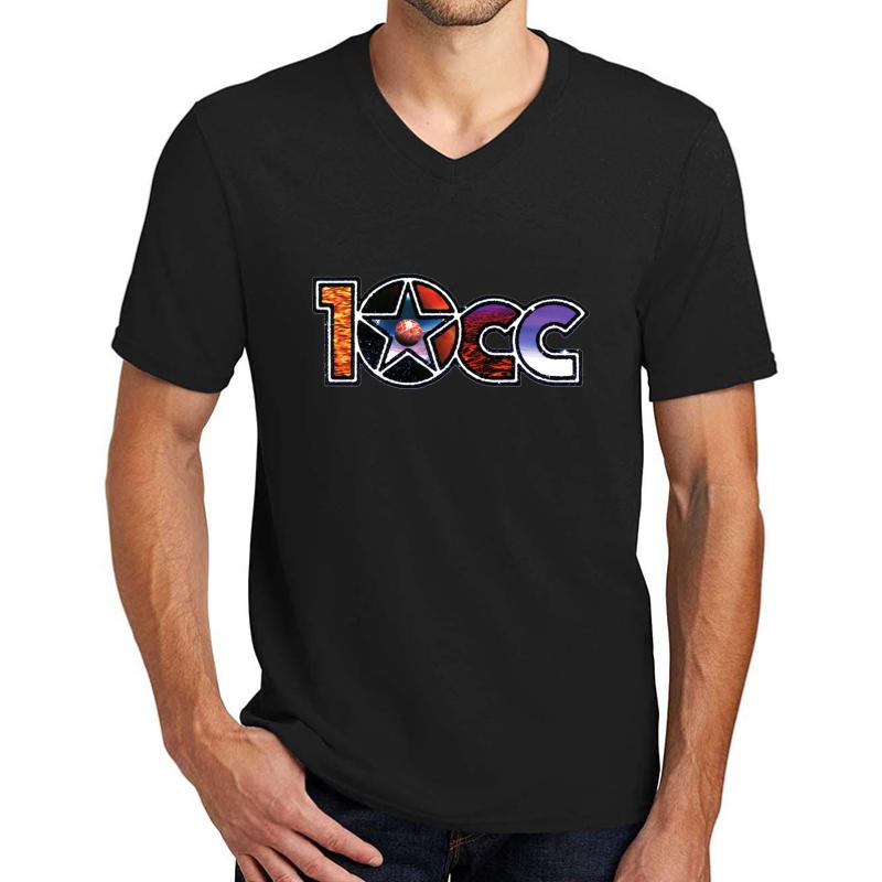 10Cc:Rock Legends Unisex V-Neck T-Shirt Men Black