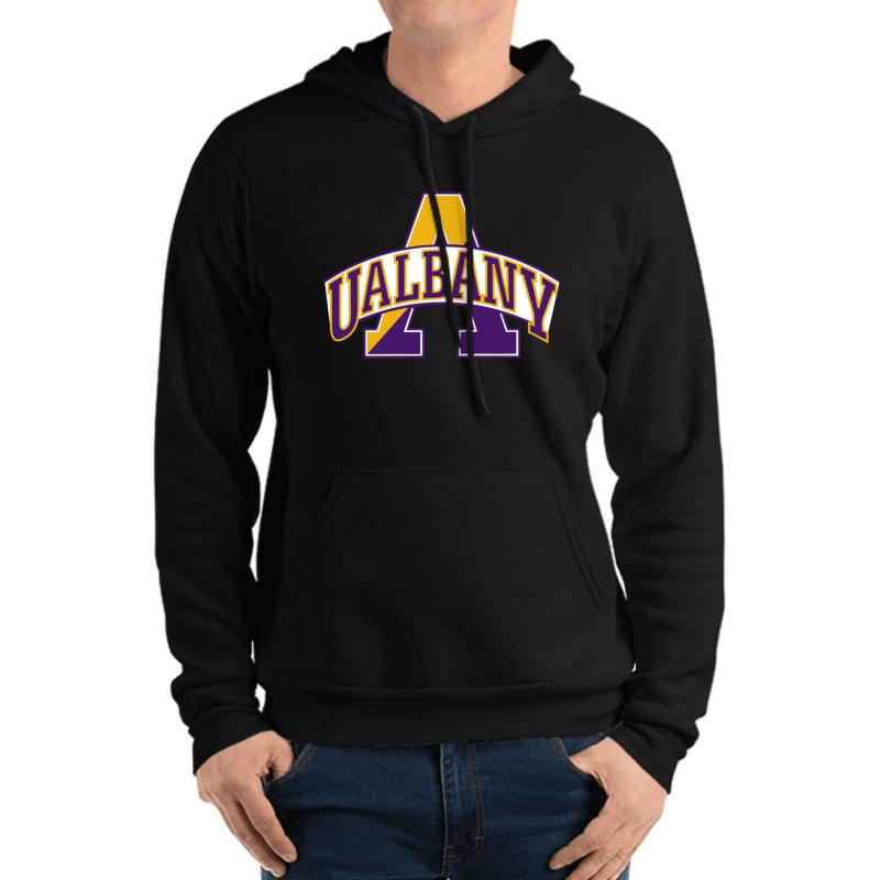 Ualbany Merch Unisex Hooded Sweatshirt Men Black