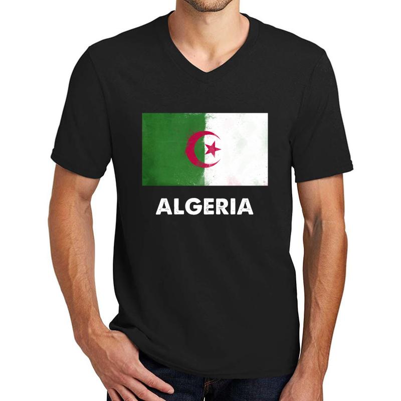 Algeria Flag Design Algerian Design Unisex V-Neck T-Shirt Men Black