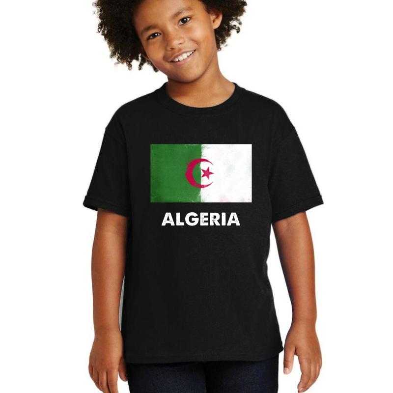 Algeria Flag Design Algerian Design Youth T-Shirt Boy Black