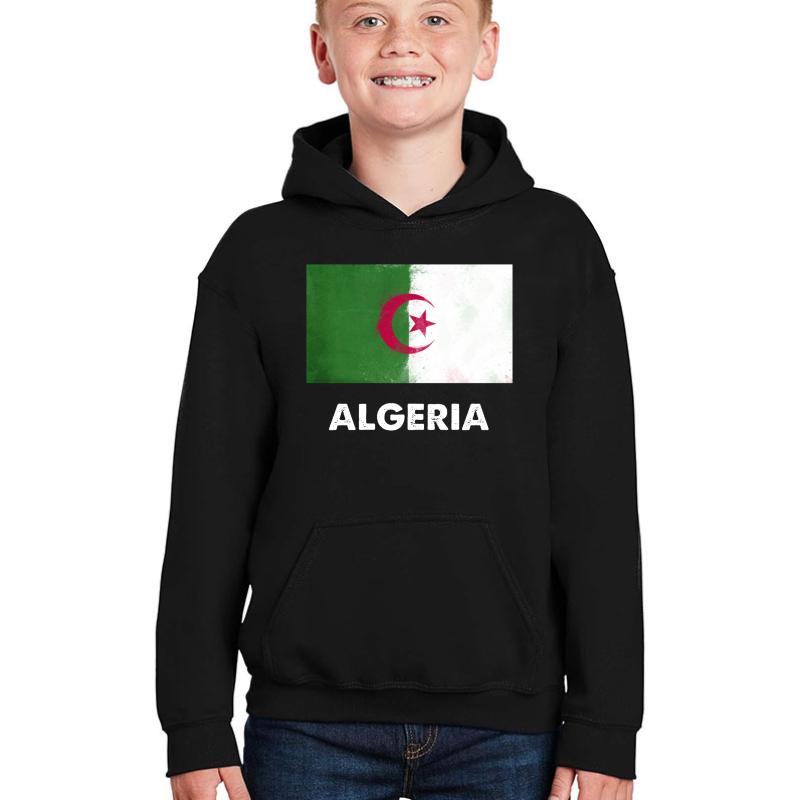 Algeria Flag Design Algerian Design Youth Hooded Sweatshirt Boy Black