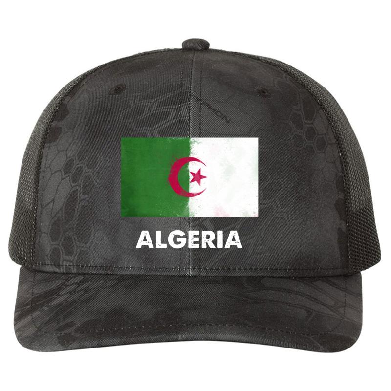 Algeria Flag Design Algerian Design Richardson Premium Trucker Snapback Cap  Kryptek Typhon Black