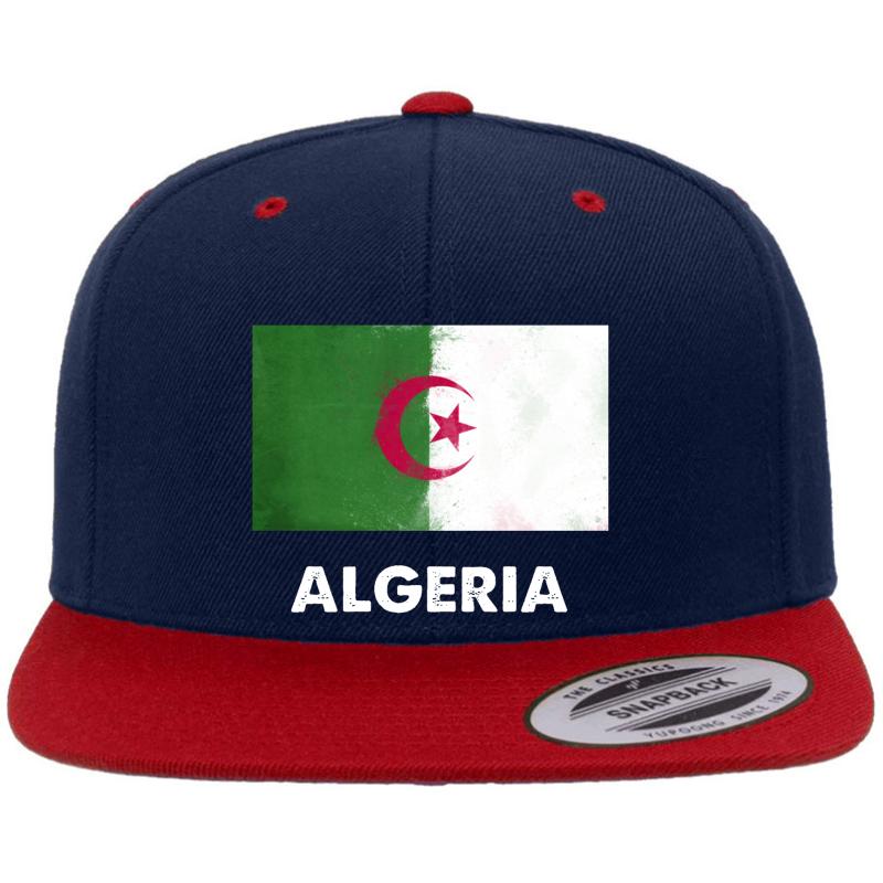 Algeria Flag Design Algerian Design Premium Flat Bill Snapback Cap  Navy