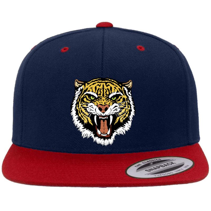 Vintage Heihachi Tiger Premium Flat Bill Snapback Cap  Navy