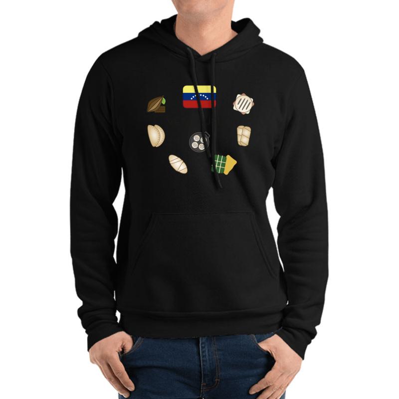 Venezuelan Food Pattern Unisex Hooded Sweatshirt Men Black