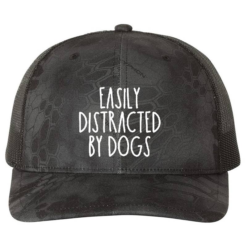 Easily Distracted By Dogs Premium Flat Bill Snapback Caps