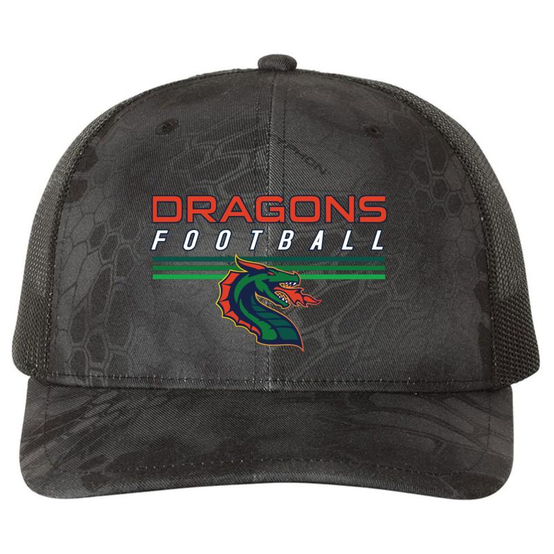 Xfl Seattle Dragons Richardson Premium Trucker Snapback Cap  Kryptek Typhon Black