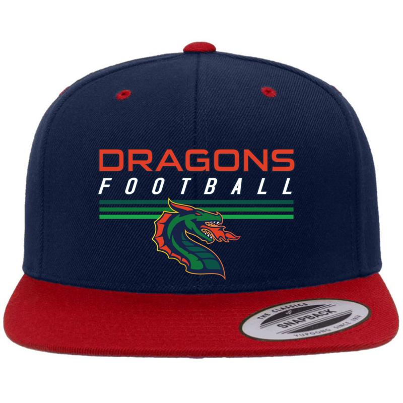 Xfl Seattle Dragons Premium Flat Bill Snapback Cap  Navy