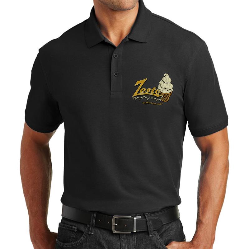 Zesto Drive-In Unisex Polo Jersey Sport Shirt Men Black