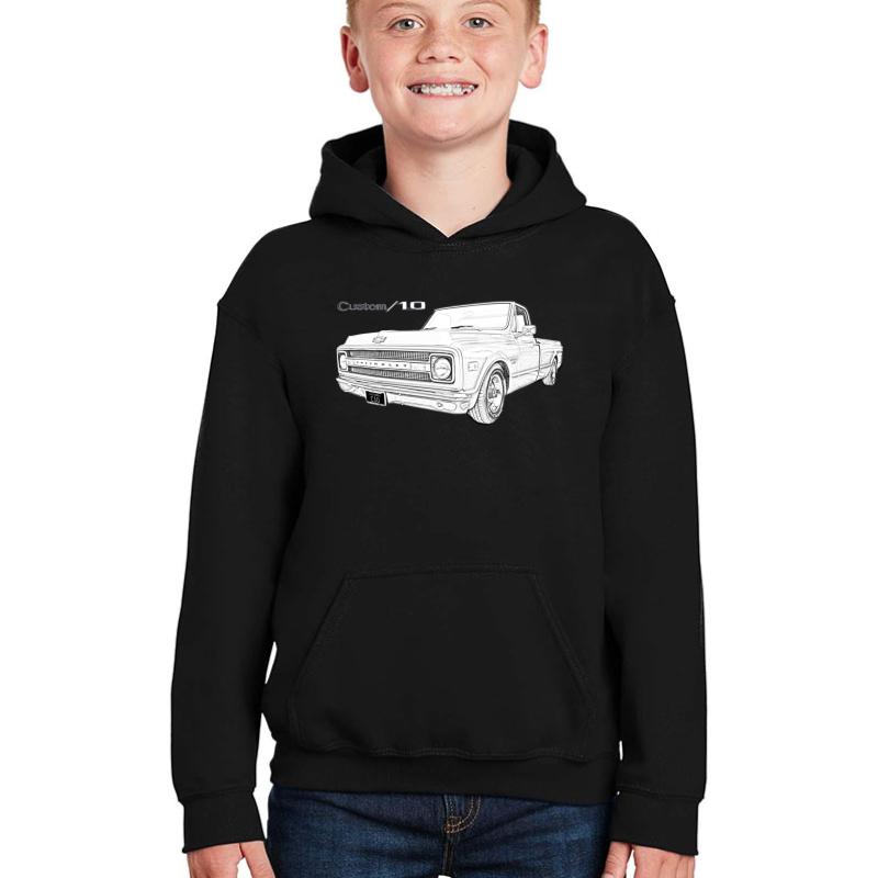 1970 C10 Youth Hooded Sweatshirt Boy Black