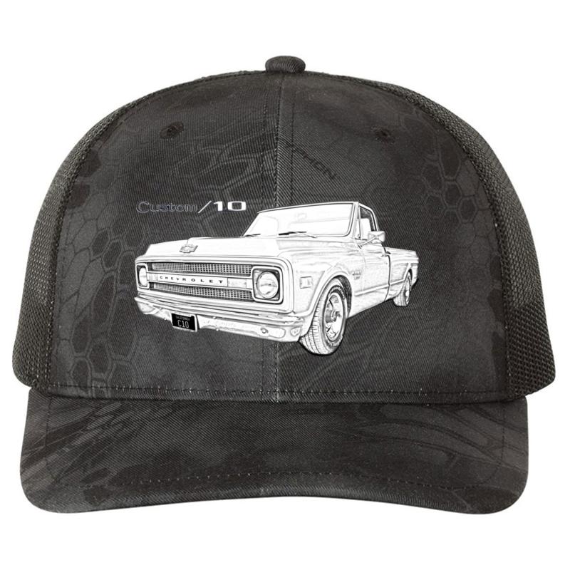 1970 C10 Richardson Premium Trucker Snapback Cap  Kryptek Typhon Black