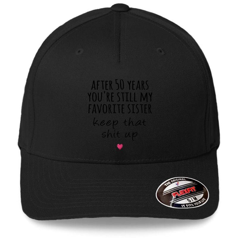 50Th Birthday 50Th Birthday Gift For Sister Flexfit Baseball Cap  Black