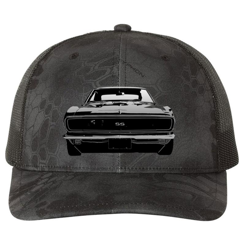 1968 Chevy Camaro Ss Richardson Premium Trucker Snapback Cap  Kryptek Typhon Black