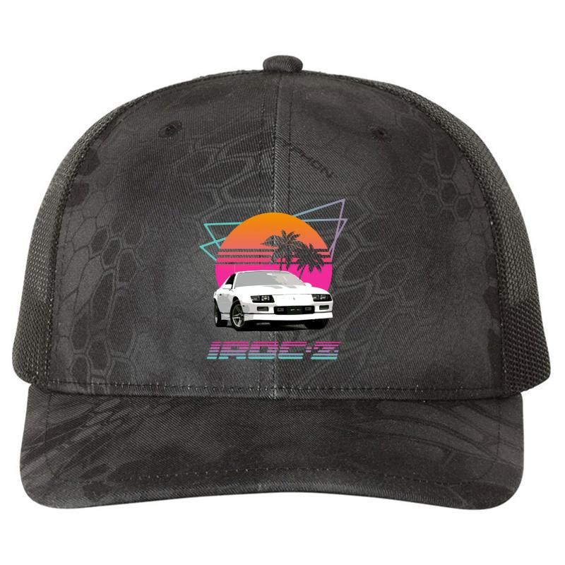 1980'S Retro Wave Chevy Camaro Iroc-Z Richardson Premium Trucker Snapback Cap  Kryptek Typhon Black