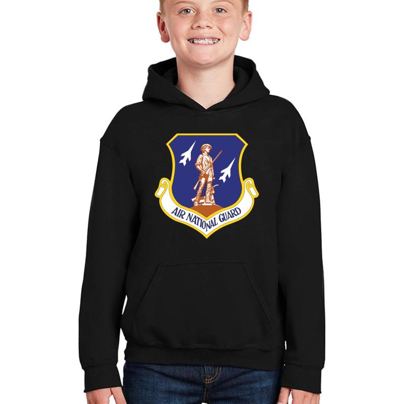 Air National Guard Military Veteran Air Force Patriotic Youth Hooded Sweatshirt Boy Black