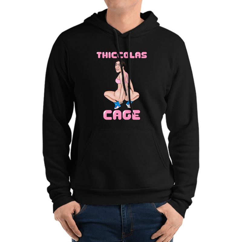 Thiccolas Cage - Dummy Thicc Nicolas Cage Meme Unisex Hooded Sweatshirt Men Black