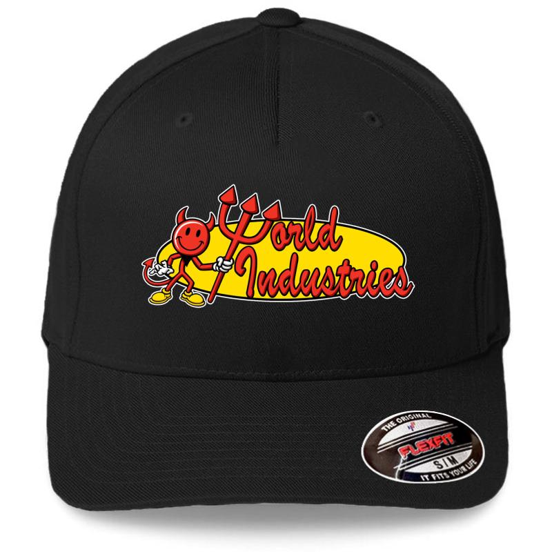 World Industries Devil Satan Hook Ups Skate Hookups Hook-Ups Vintage 90'S Flexfit Baseball Cap  Black