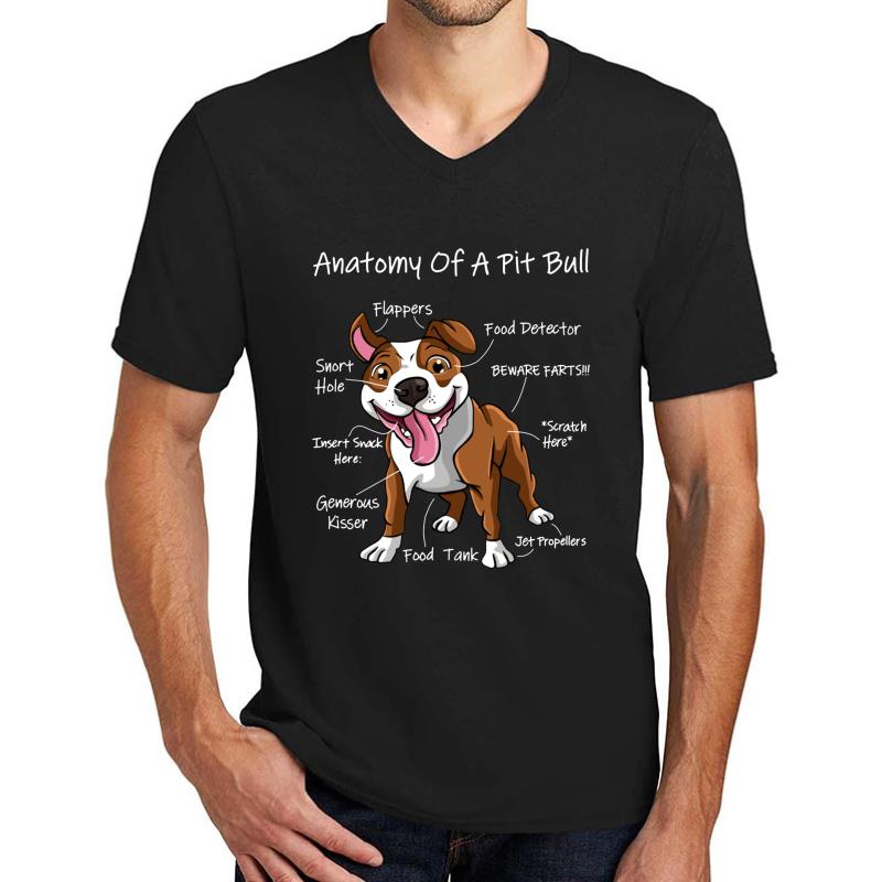 Anatomy Of A Pitbull Unisex V-Neck T-Shirt Men Black