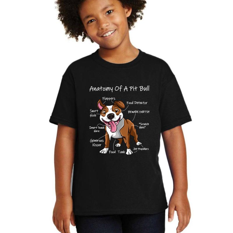 Anatomy Of A Pitbull Youth T-Shirt Boy Black