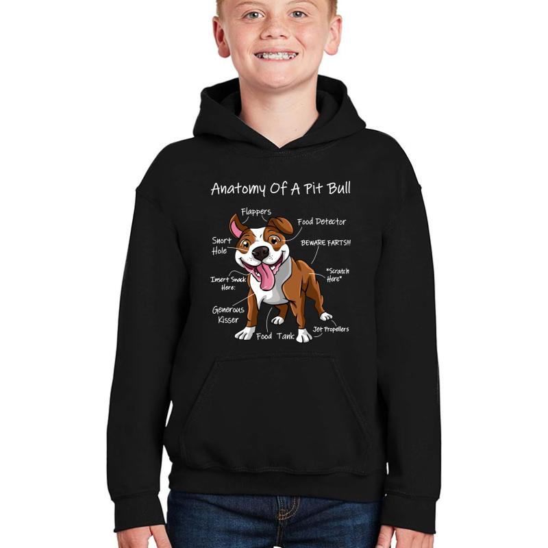 Anatomy Of A Pitbull Youth Hooded Sweatshirt Boy Black