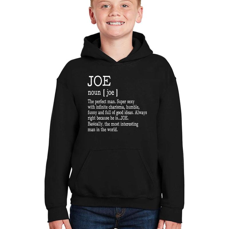 Adult Definition - First Name Joe Men Funny Youth Hooded Sweatshirt Boy Black