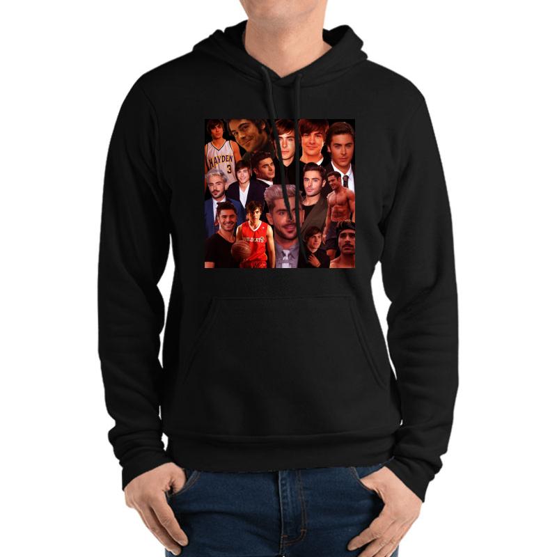 Zac Efron Collage Design Poster 2020 Unisex Hooded Sweatshirt Men Black