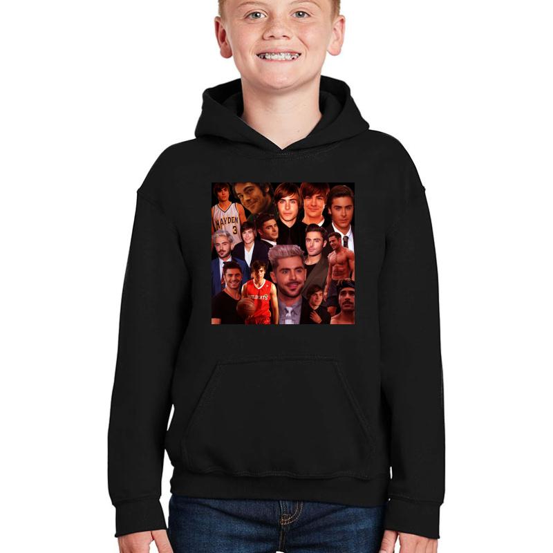 Zac Efron Collage Design Poster 2020 Youth Hooded Sweatshirt Boy Black