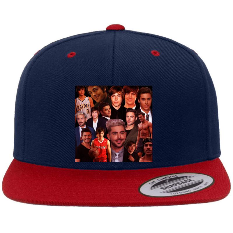 Zac Efron Collage Design Poster 2020 Premium Flat Bill Snapback Cap  Navy