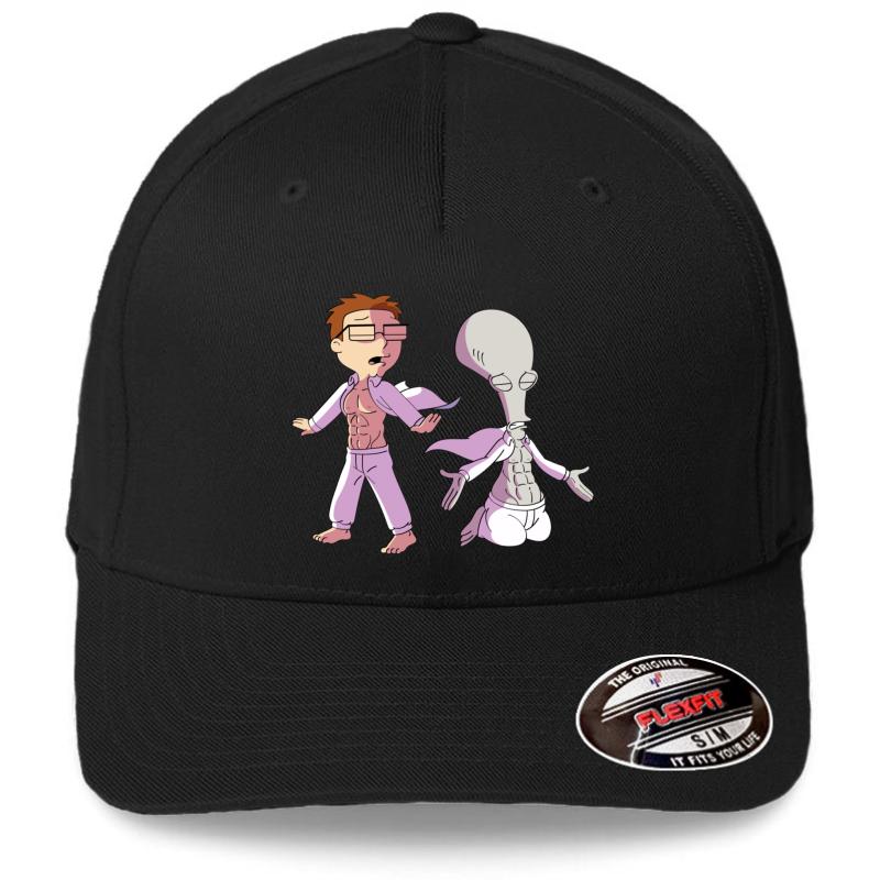 American Dad Roger And Steve Flexfit Baseball Cap  Black