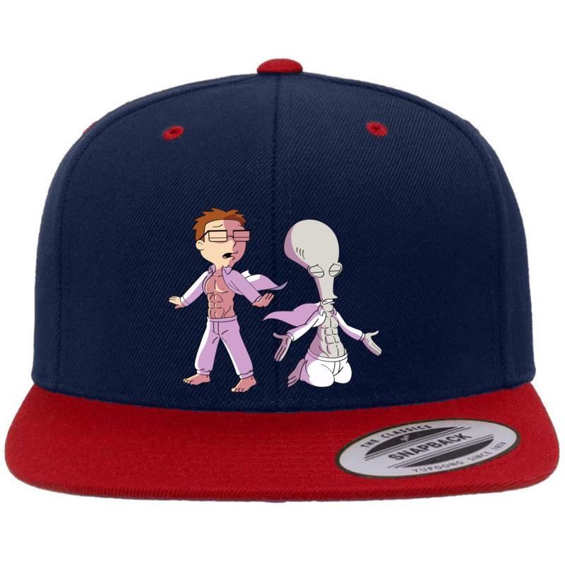 American Dad Roger And Steve Premium Flat Bill Snapback Cap  Navy