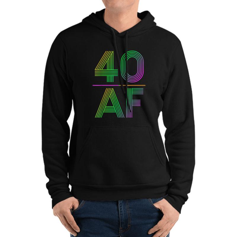 40 Af Vintage 40Th Birthday Gift Unisex Hooded Sweatshirt Men Black