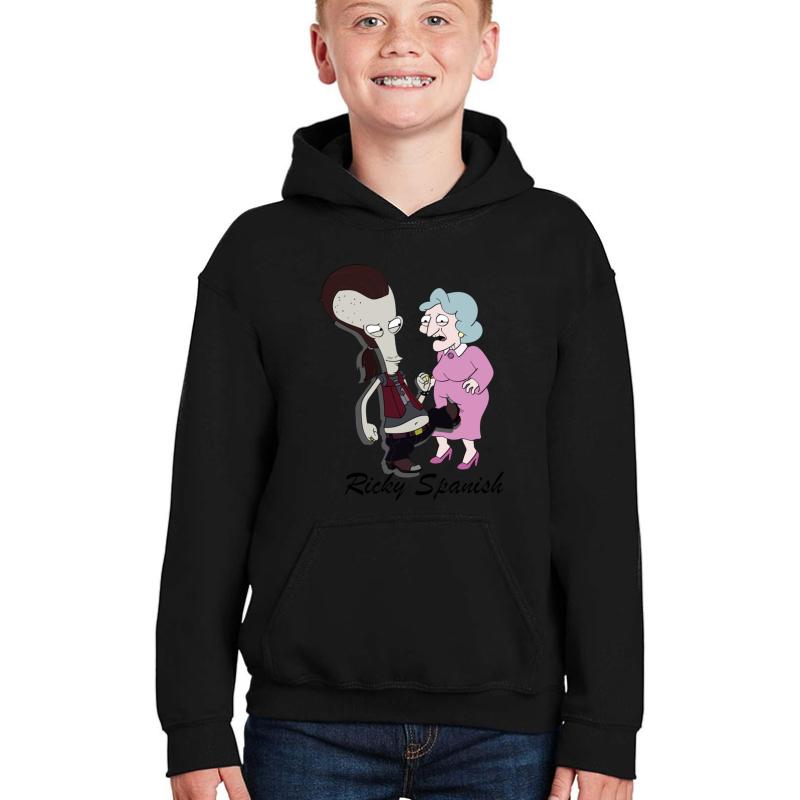 American Dad Roger Ricky Spanish Youth Hooded Sweatshirt Boy Black