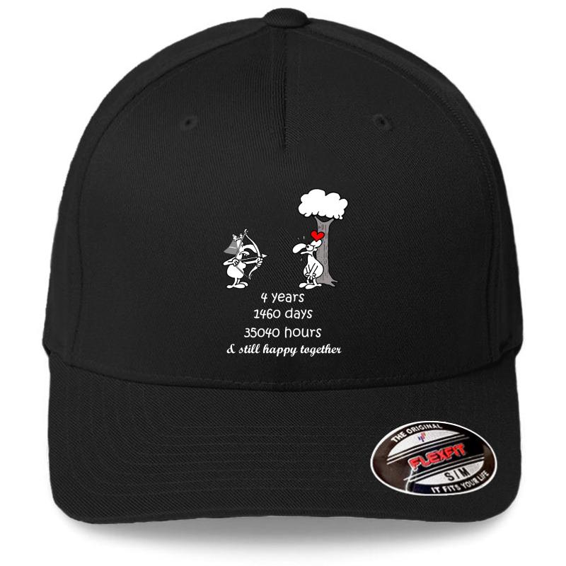 4Th Wedding Anniversary Gift For Him Her 4 Years Together 4 Years Of Marriage Anniversary Funny Couple Matching Flexfit Baseball Cap  Black