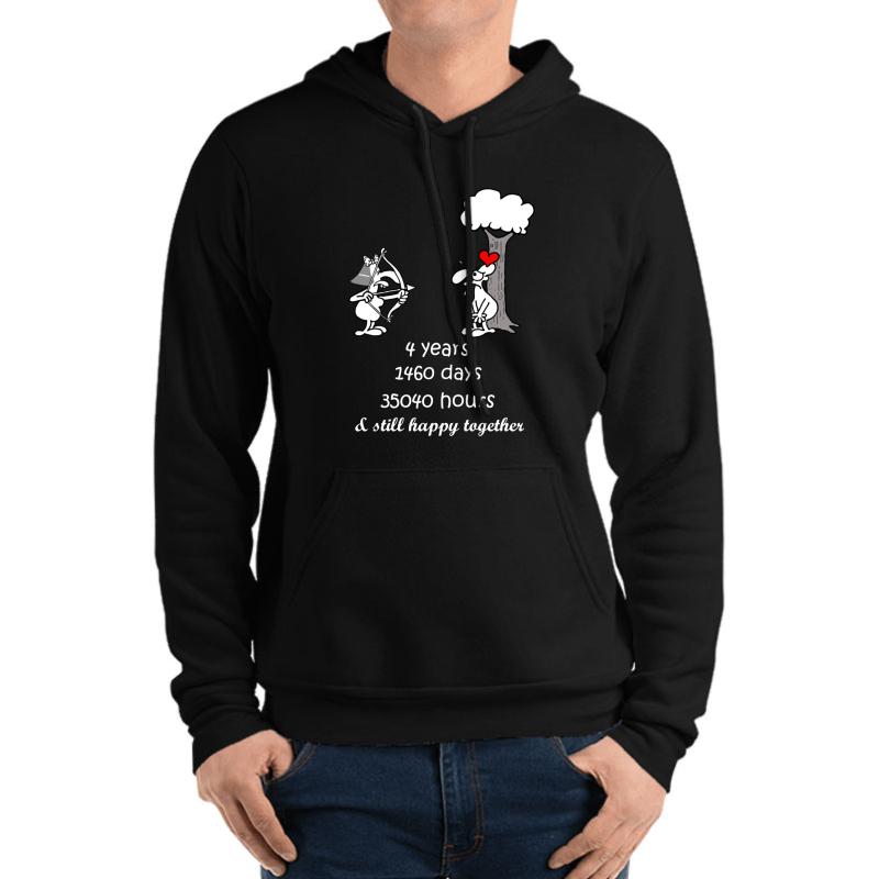 4Th Wedding Anniversary Gift For Him Her 4 Years Together 4 Years Of Marriage Anniversary Funny Couple Matching Unisex Hooded Sweatshirt Men Black