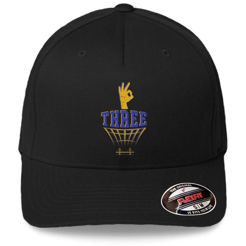 3 Point Shot Three Fingers Sign Steph Curry Golden State Warriors Basketball Flexfit Baseball Cap  Black