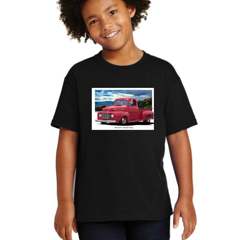 1949 Ford F1 Pickup Youth T-Shirt Boy Black