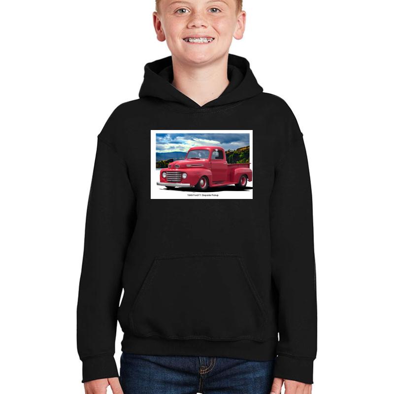 1949 Ford F1 Pickup Youth Hooded Sweatshirt Boy Black