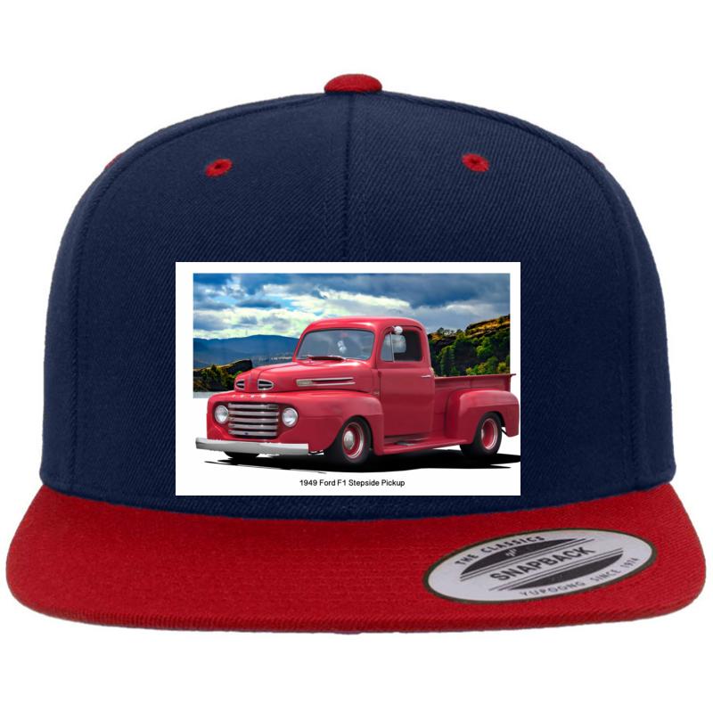 1949 Ford F1 Pickup Premium Flat Bill Snapback Cap  Navy