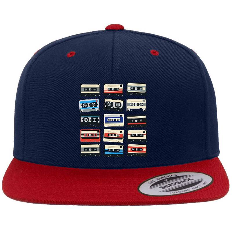 cassette tape graphic Richardson Premium Trucker Snapback Caps