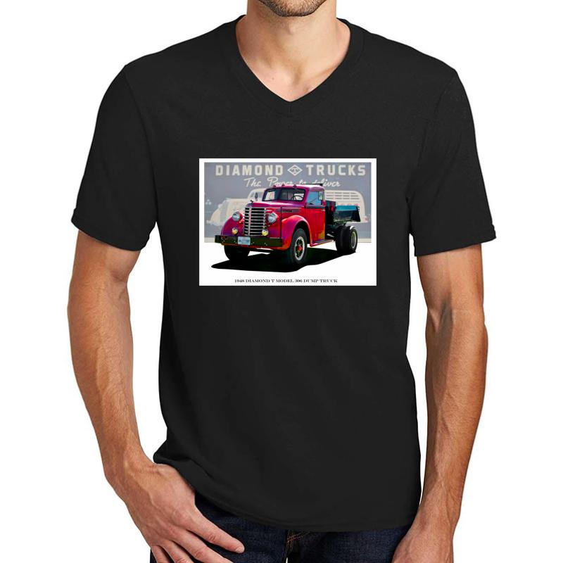 1948 Diamond T Model 306 Dump Truck Unisex V-Neck T-Shirt Men Black