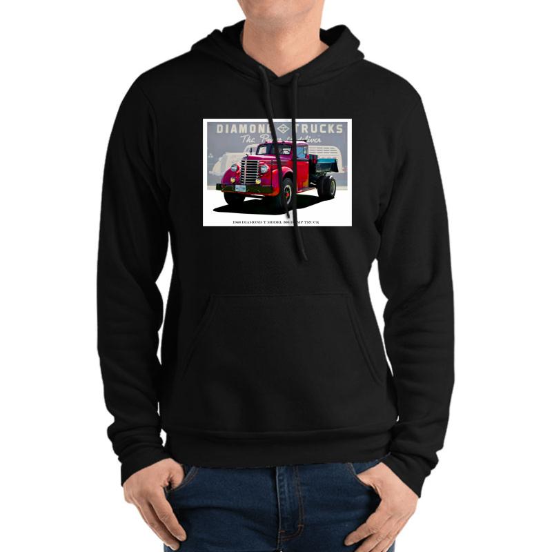 1948 Diamond T Model 306 Dump Truck Unisex Hooded Sweatshirt Men Black